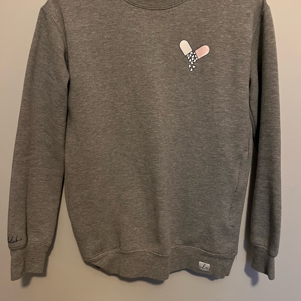 Gray Pharmacy Sweatshirt with Pills/Heart Design
